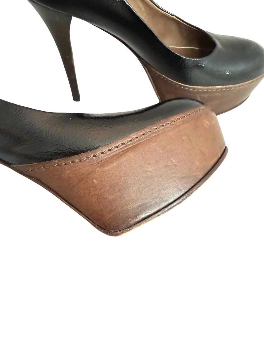 Marni Black Brown Two Tone Leather Closed Toe Platform Heels Pumps Size 8 Womens